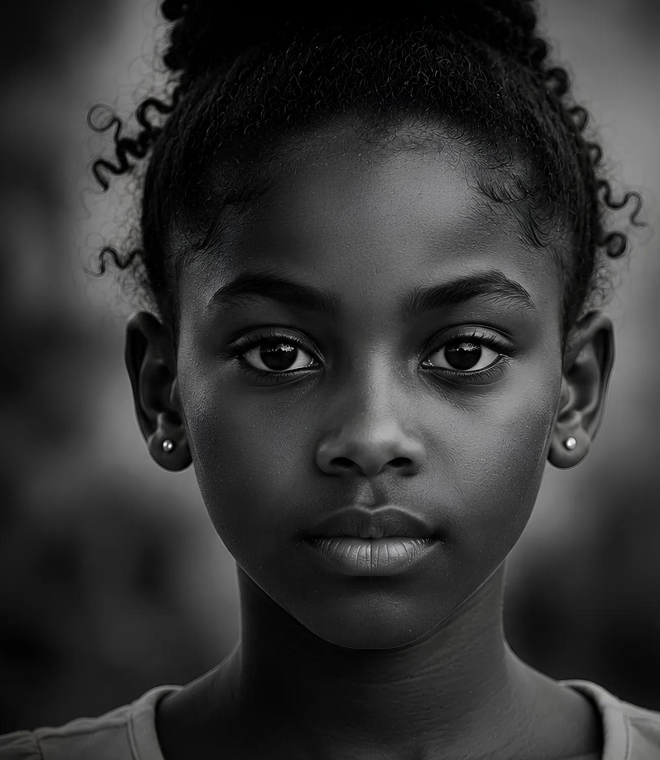A young Caribbean girl looking directly at the camera